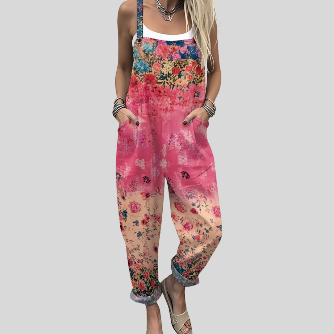 Peto floral coral y rosa