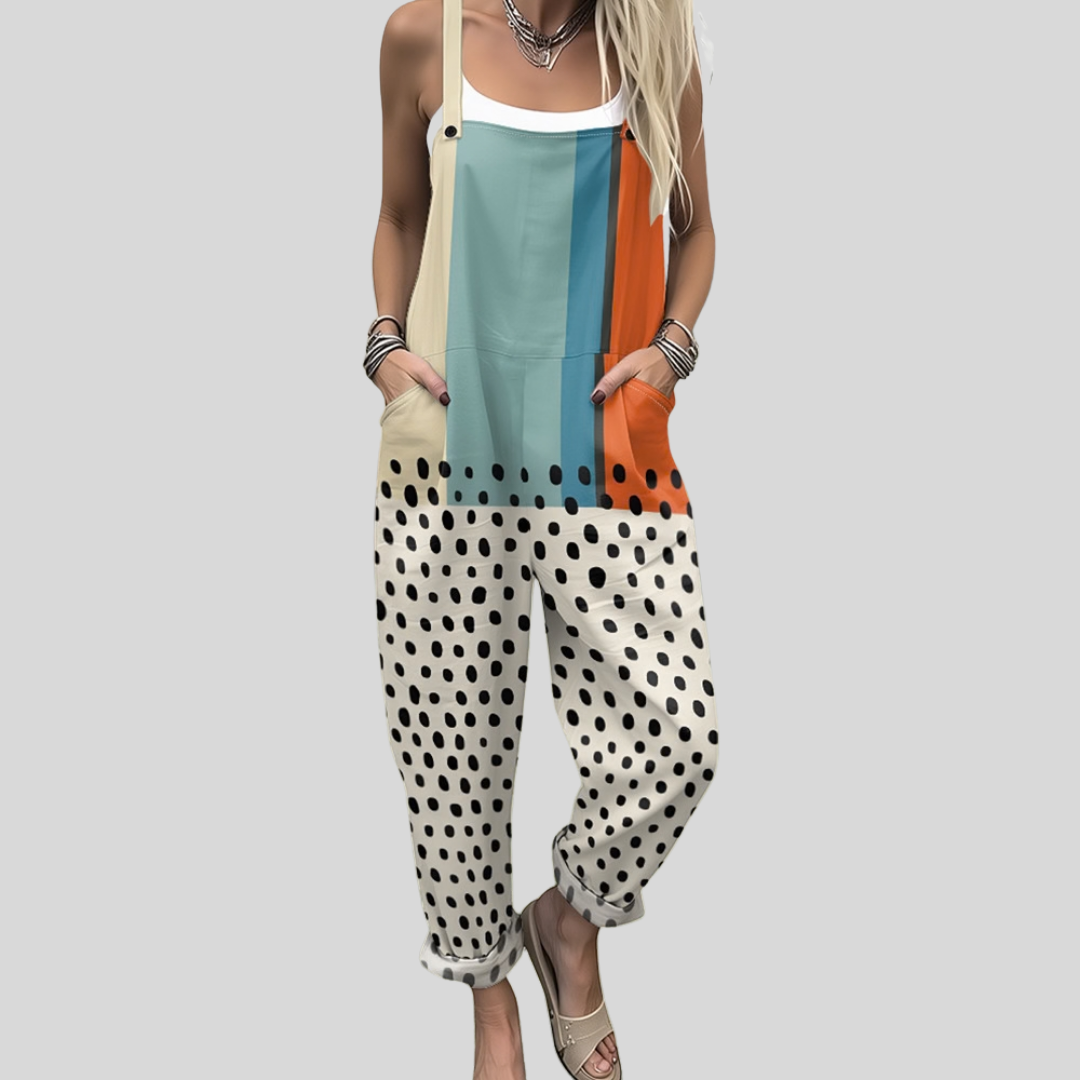 Peto color block con lunares