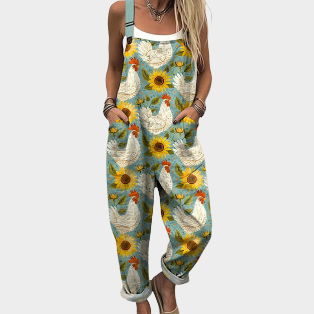 Peto con Girasoles y Gallinas