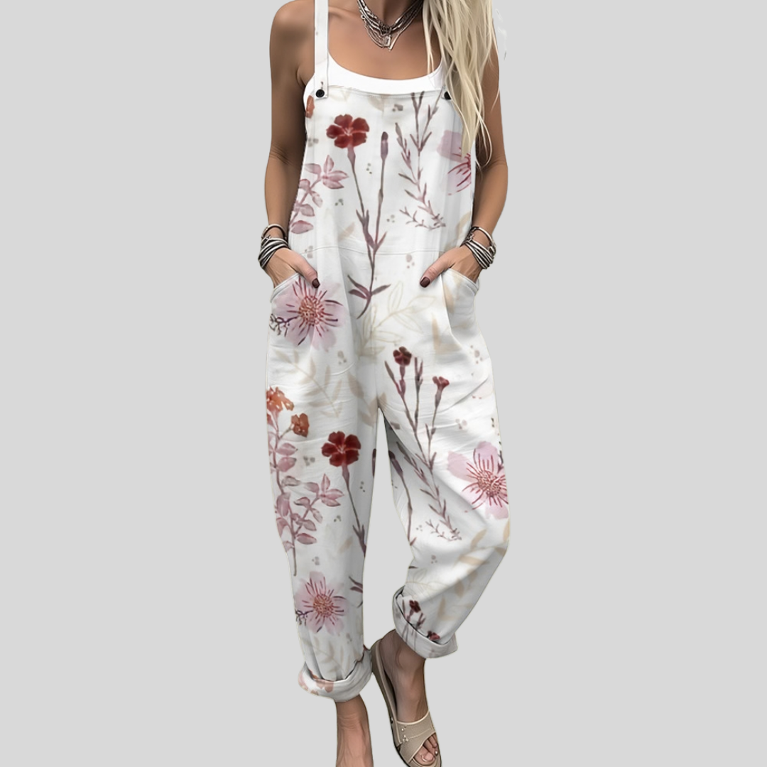 Peto blanco con flores rojas