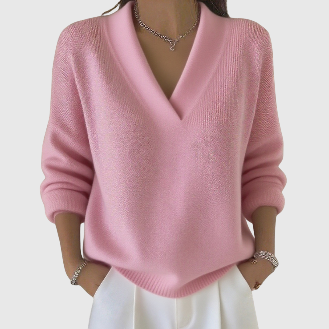 Faye | Jersey suave de cuello en V, corte relajado