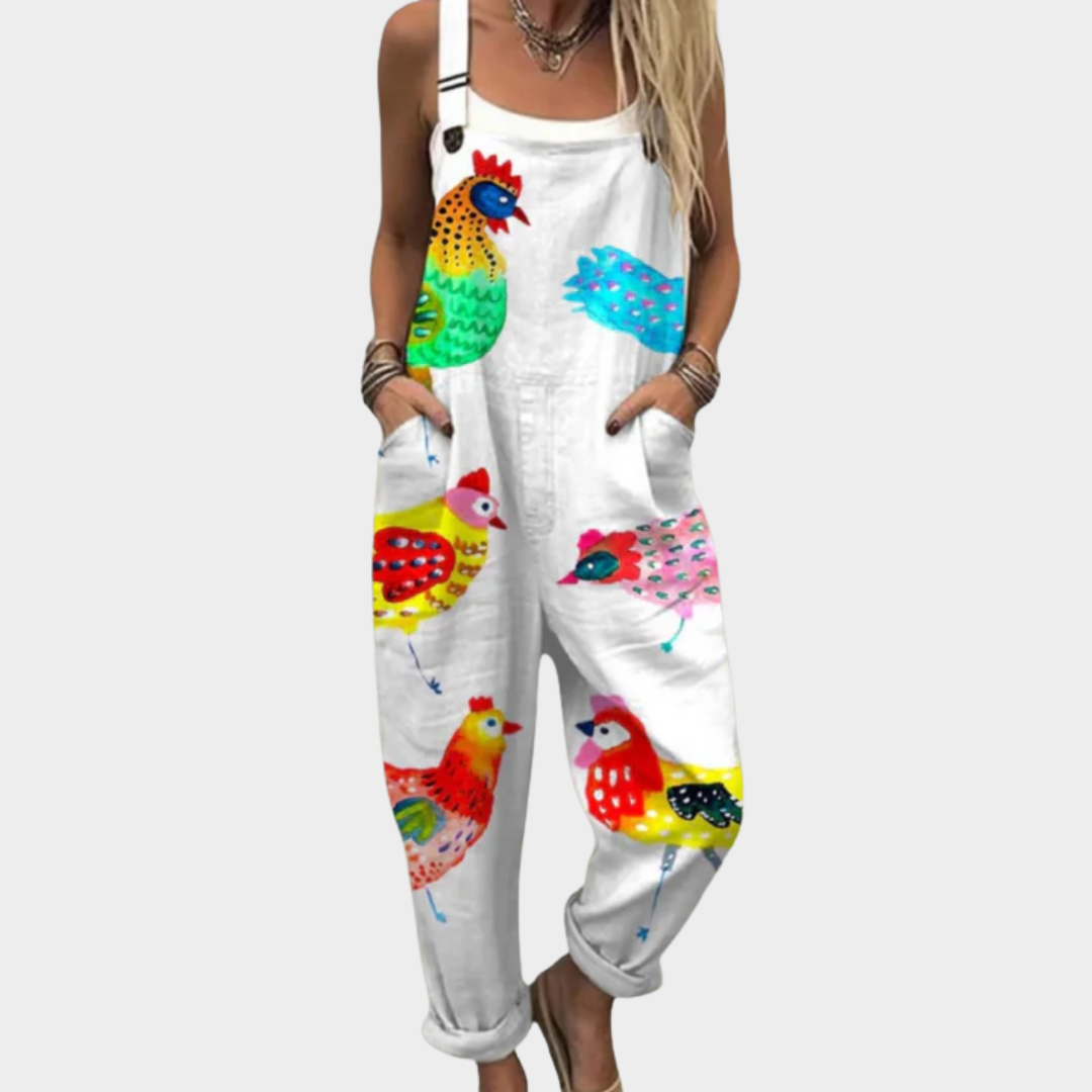 Peto Blanco con Gallinas de Colores