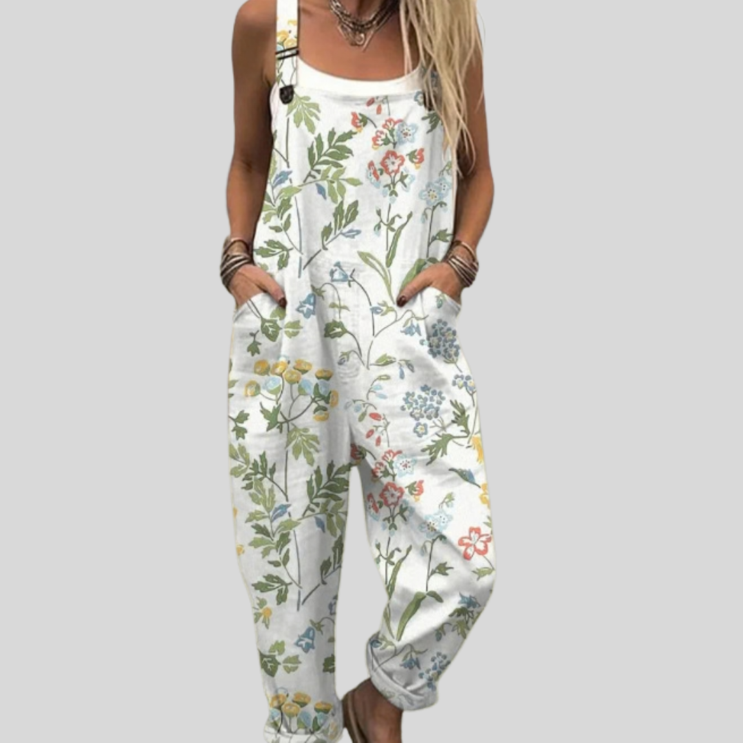Peto blanco con flores silvestres