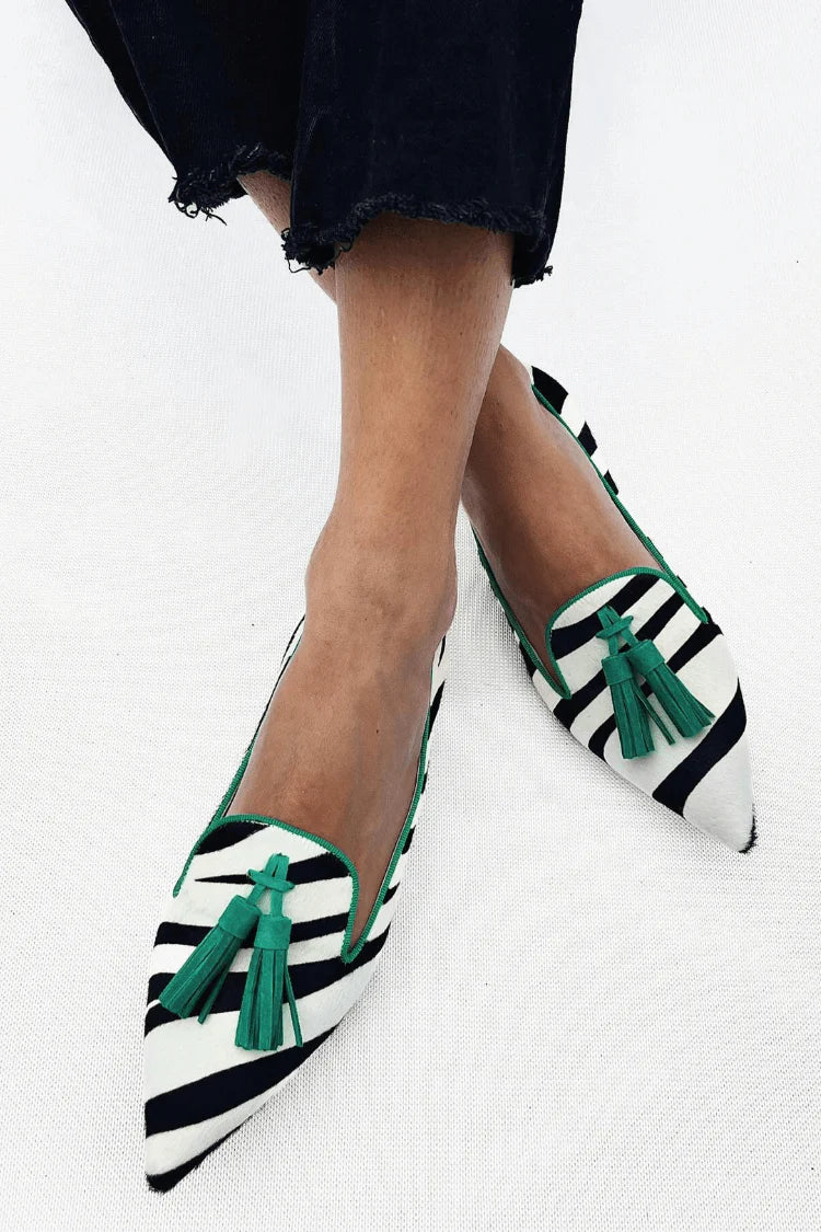 Riane™ | Mocasines Cebra Verde