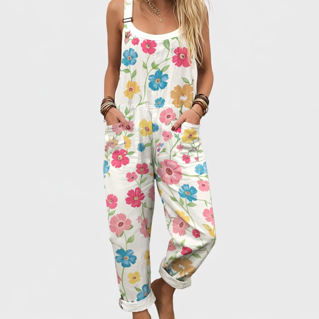 Peto floral de colores, color crema