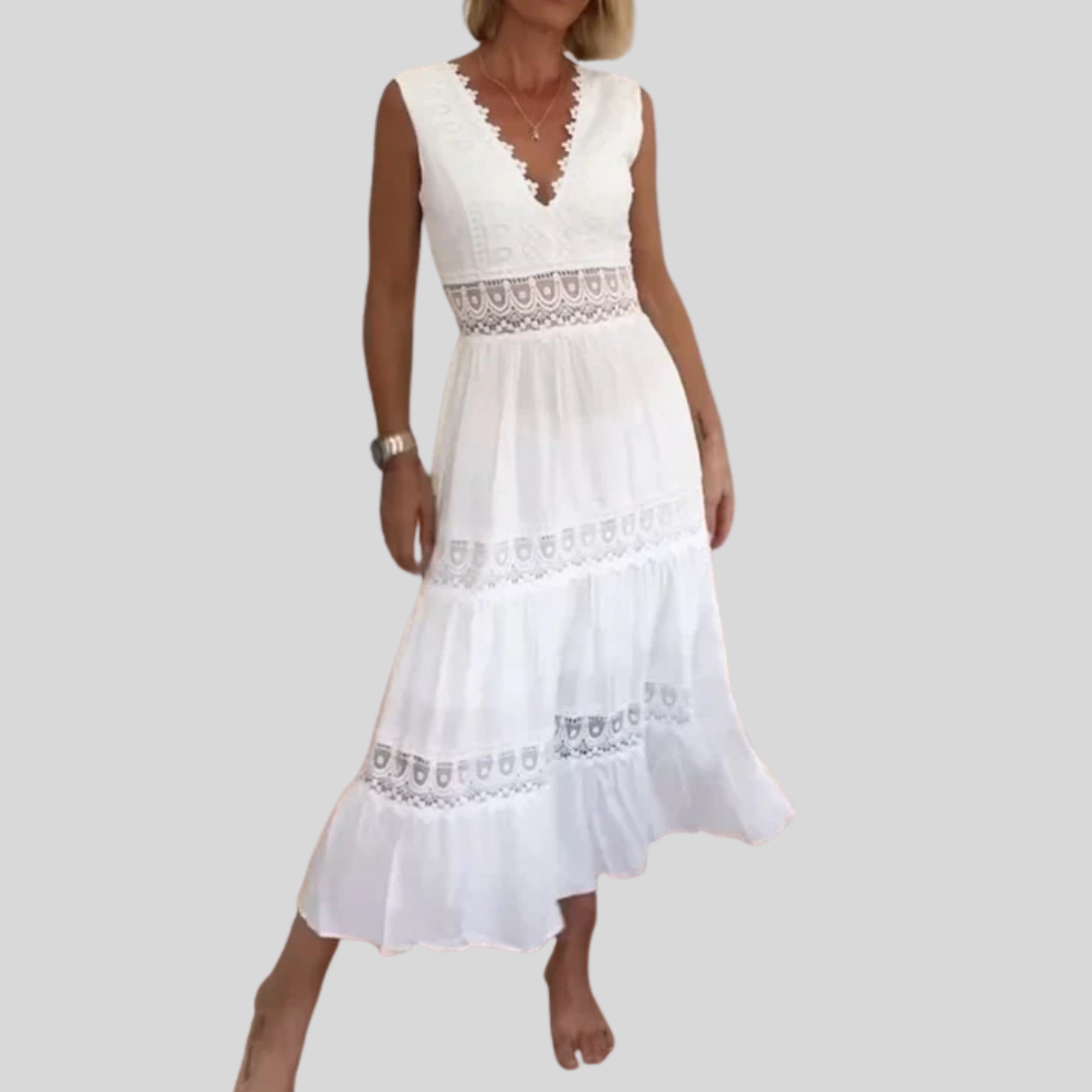 Circe - Vestido Camisero de Encaje con Escote en V