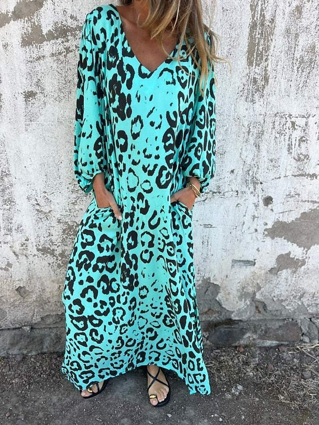 Jessa - Vestido Largo de Leopardo
