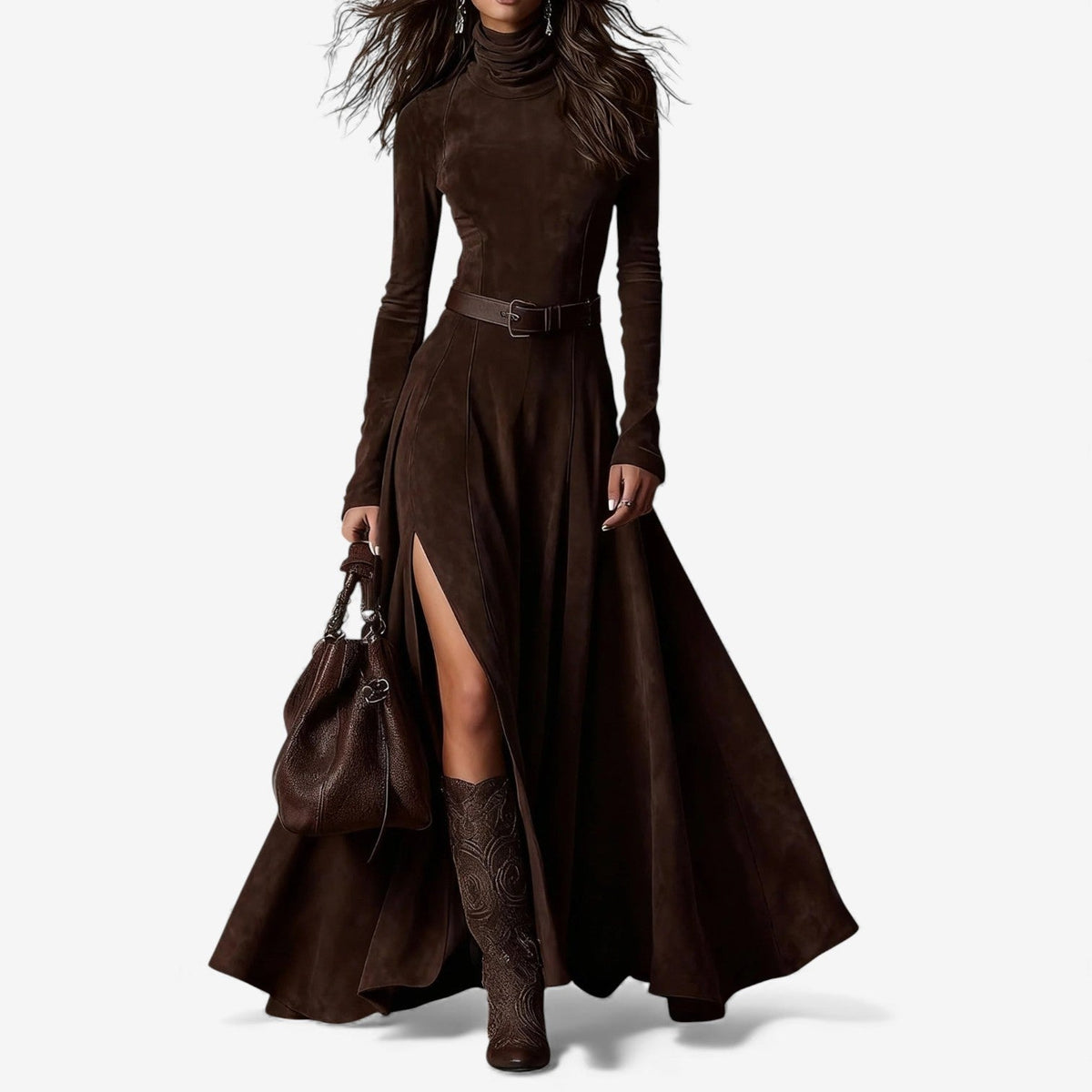Élodie | Elegante Vestido Largo con Cinturón Incluido